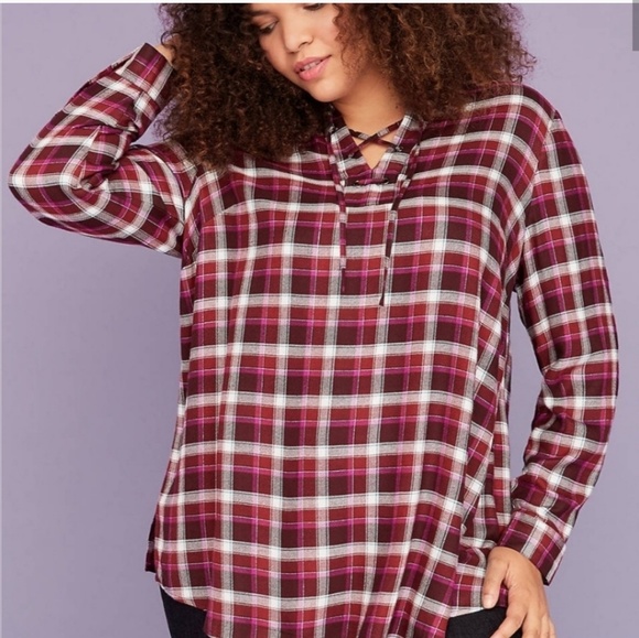 Lane Bryant Tops - New Lane Bryant lace up plaid flannel top